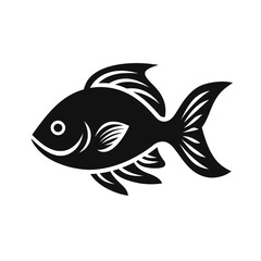 fish black icon on a white background in minimalism сreated with Generative Ai