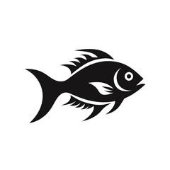 Obraz premium fish black icon on a white background in minimalism сreated with Generative Ai