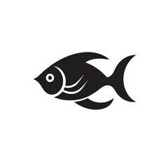 Obraz premium fish black icon on a white background in minimalism сreated with Generative Ai