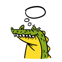 crocodile or alligator with speech bubble. vector illustration isolated on white background.