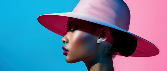 portrait of a woman in a hat, luxury fashion portrait