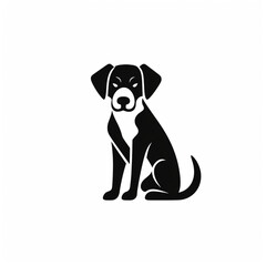 Fototapeta premium dog black icon on a white background in minimalism сreated with Generative Ai