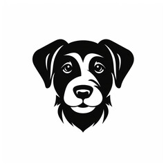 Fototapeta premium dog black icon on a white background in minimalism сreated with Generative Ai