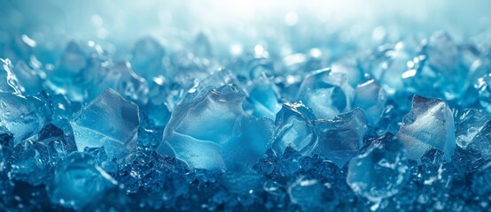 Beautiful CloseUp of Blue Ice Crystals with Bright Light Background, Shining and Glistening in Nature's Splendor