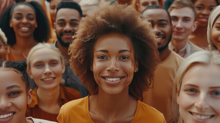 large group of multi ethnic people smiling