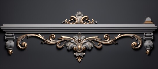 Metal cornice and decorative endings on a gray backdrop