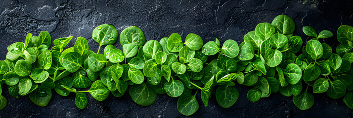 Vegetable Themed Healthy Nutrition Concept,
Dark green leaves of Creeping jenny plants for background and wallpaper,
Polyscias Scutellria or usually called Daun Mangkokan in Javanese - obrazy, fototapety, plakaty