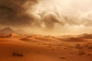 Fototapeta na wymiar Sandstorm in the desert, massive sandstorm in the desert, desert storm, sandstorm, desert