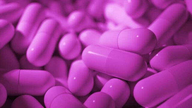 Mass of purple capsules with a soft focus effect.