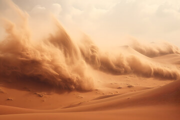 Sandstorm in the desert, massive sandstorm in the desert, desert storm, sandstorm, desert - obrazy, fototapety, plakaty
