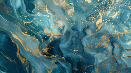 Agata Azul com detalhes dourados - Papel de parede 
