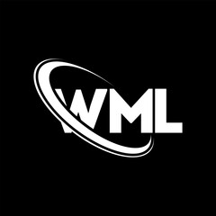 WML logo. WML letter. WML letter logo design. Initials WML logo linked with circle and uppercase monogram logo. WML typography for technology, business and real estate brand.