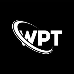 WPT logo. WPT letter. WPT letter logo design. Initials WPT logo linked with circle and uppercase monogram logo. WPT typography for technology, business and real estate brand.