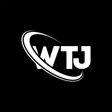 WTJ logo. WTJ letter. WTJ letter logo design. Initials WTJ logo linked with circle and uppercase monogram logo. WTJ typography for technology, business and real estate brand.