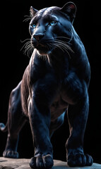 wild panther, dark background.