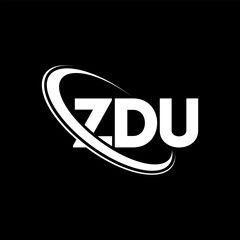 ZDU logo. ZDU letter. ZDU letter logo design. Initials ZDU logo linked with circle and uppercase monogram logo. ZDU typography for technology, business and real estate brand.