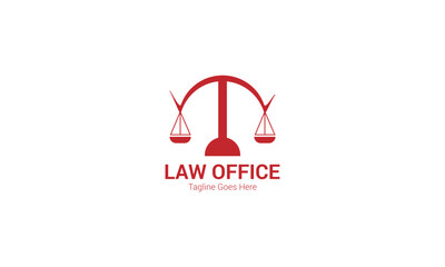 A modern logo design with a graphic representation of the yin-yang symbol merged with the scales of justice, representing balance and harmony.
