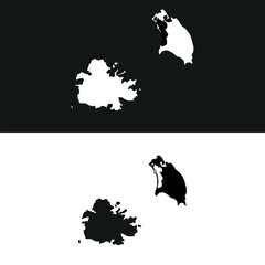 Antigua and Barbuda map in black on a white background. Vector illustration
