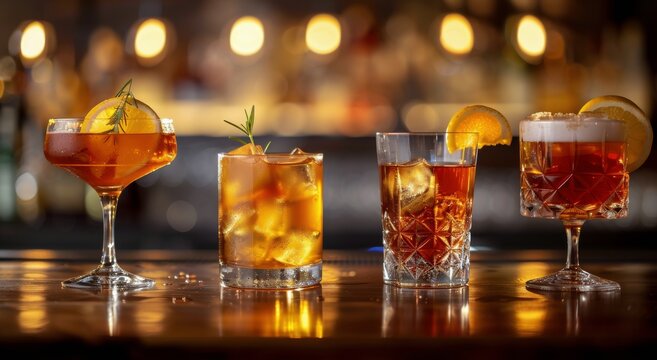 Varied Drinks Spread on Table