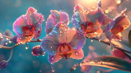 Iridescent surreal orchids