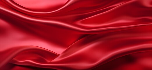 Obraz premium Bright red maroon silk fabric background, view from above. Smooth elegant colorful silk or satin shining luxury cloth texture can use as abstract background banner wallpaper with copy space, close-up