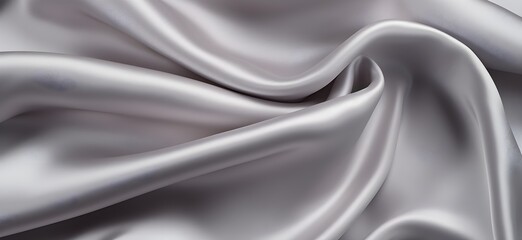 Fototapeta premium Silver metallic silk fabric background, view from above. Smooth elegant colorful silk or satin shining luxury cloth texture can use as abstract background banner wallpaper with copy space, close-up