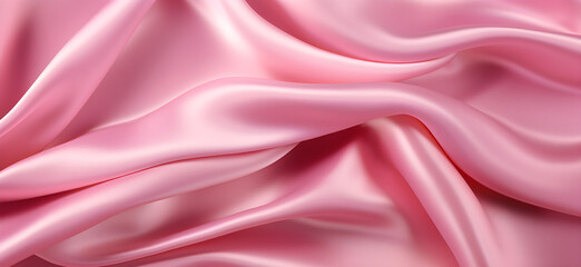 Fototapeta premium Pastel pink rose silk fabric background, view from above. Smooth elegant colorful silk or satin shining luxury cloth texture can use as abstract background banner wallpaper with copy space, close-up