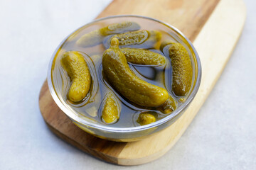 Tasty pickled cucumbers. Fermented vegetables