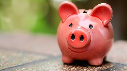 piggy bank on green background