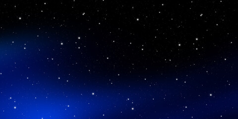 Fototapeta na wymiar Night blue sky with stars and galaxy in outer space, universe background