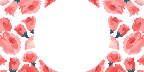 赤いカーネーション パターン バナーセット _ ベクター 長方形 花 かわいい ロマンチック コピースペース 余白 空白 1:2 - obrazy, fototapety, plakaty