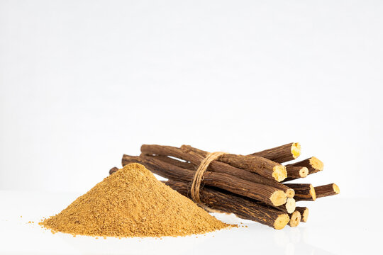 Organic licorice powder and stems - Glycyrrhiza glabra.