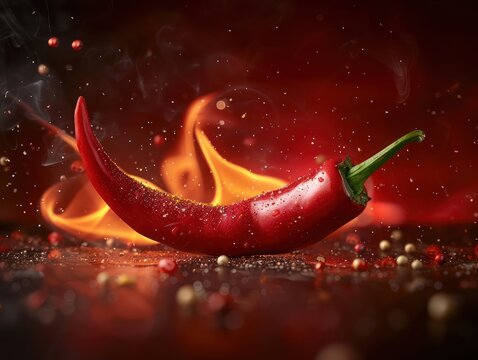 visually represented as a spicy chilli pepper in a minimalist and abstract close-up composition