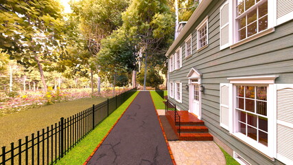 森の中の一軒家　3DCGレンダリング