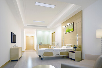 Fototapeta na wymiar 3d render of hospital room interior