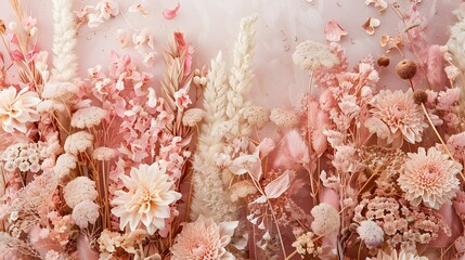 Rose gold peach pink dried flowers