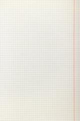 Blank checkered sheet. White notebook sheet.