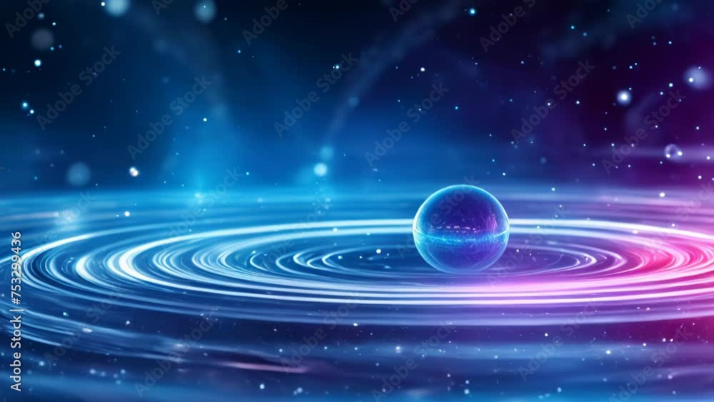 Wall mural blue nebula with stars and the planet on the foreground