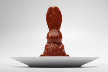 Exquisite Chocolate Bunny Centerpiece on Pure White Porcelain Plate