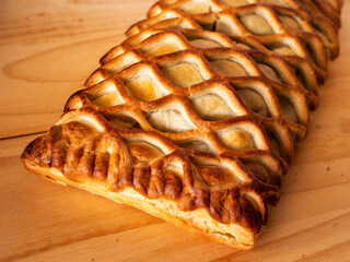 Braided Lattice Pastry on Wooden Board