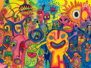 Fototapeta premium AI-Generated Colorful Childlike Artwork