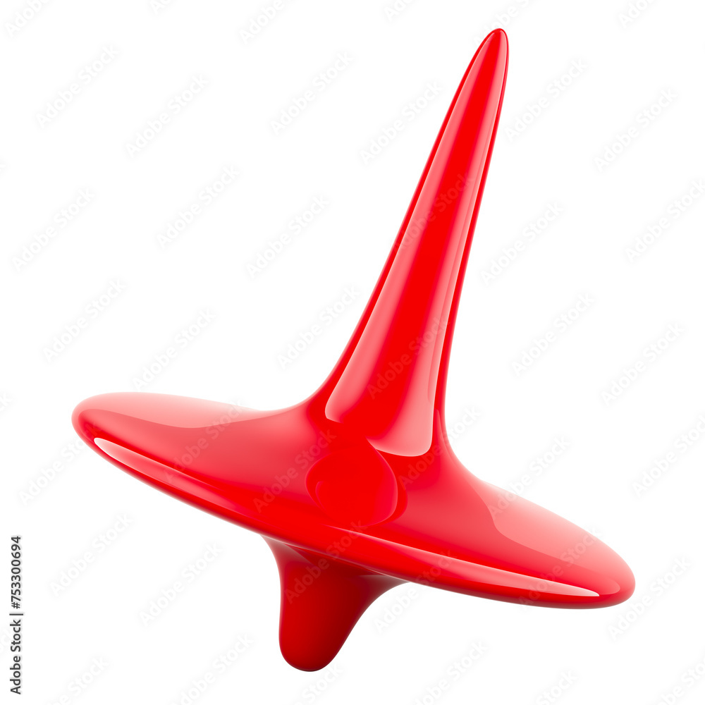 Poster red spinning top, 3d rendering isolated on transparent background