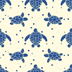 Obraz premium Ocean turtles as a background on a seamless tile, ai generated
