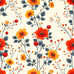 Fototapeta na wymiar wildflower as a background on a seamless tile, ai generated