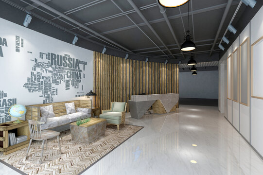 3d render of modern working office interior