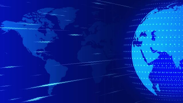 News background full screen blue world map earth globe animation