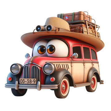 Rural Charm on Wheels - Country Car PNG Character Design