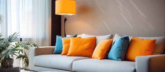 Modern apartments with comfortable seating a sofa with cushions