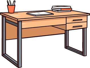desk illustration isolated on transparent background. 
