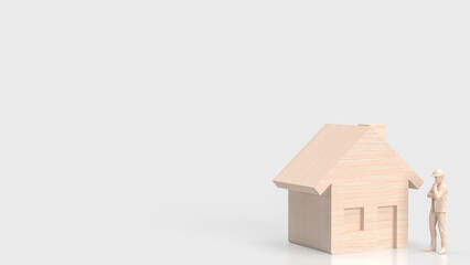 The Engineer and House wood for Building or property concept 3d rendering.